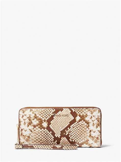 michael kors natural python wallet|Jet Set Travel Large Python Embossed Leather Wristlet .